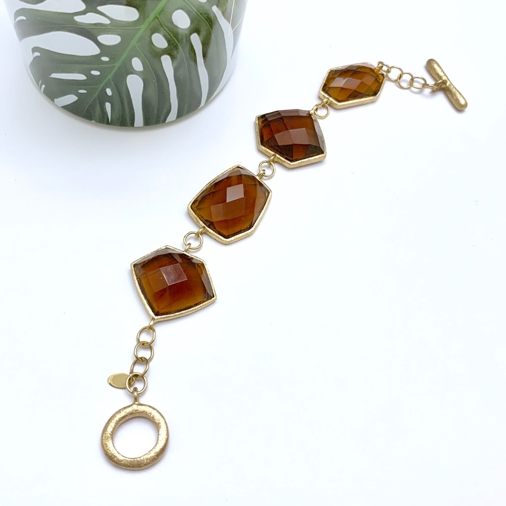 Dark Citrine Gemstone Statement Bracelet
